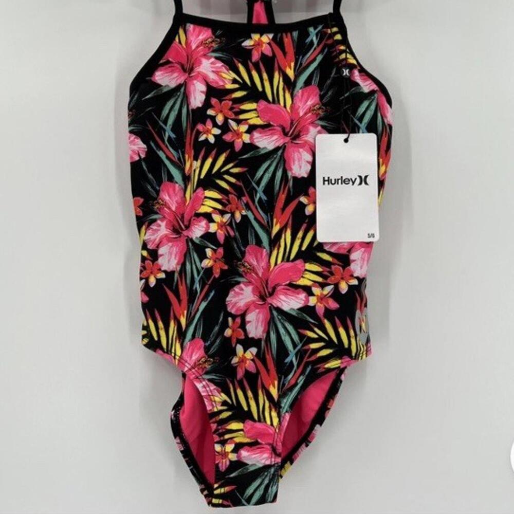 Hurley Girl's UPF 50+ One-Piece Quick Dry Swimsuit Size 5/6 NEW with Tags